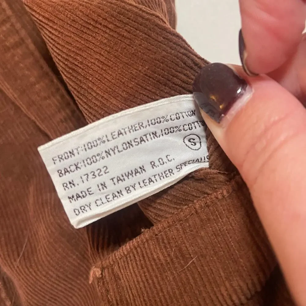 VTG Reversible Leather Suede Corduroy Vest Pointed Front Waist Coat Womens Small - Picture 7 of 8